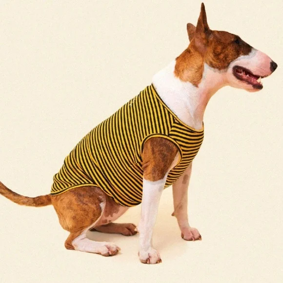 LITTLE BEAST 'Two Peas’ Sleeveless Dog Shirt Pink Green Ribbed Size XL - Picture 2 of 12